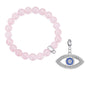 Rose Quartz Gemstone Stretch Bracelet with Charm Created with Zircondia® Crystals