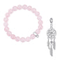 Rose Quartz Gemstone Stretch Bracelet with Charm Created with Zircondia® Crystals