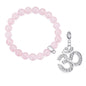 Rose Quartz Gemstone Stretch Bracelet with Charm Created with Zircondia® Crystals