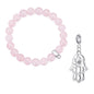 Rose Quartz Gemstone Stretch Bracelet with Charm Created with Zircondia® Crystals