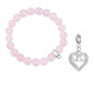 Rose Quartz Gemstone Stretch Bracelet with Charm Created with Zircondia® Crystals