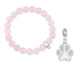 Rose Quartz Gemstone Stretch Bracelet with Charm Created with Zircondia® Crystals