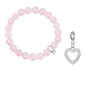 Rose Quartz Gemstone Stretch Bracelet with Charm Created with Zircondia® Crystals