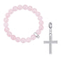 Rose Quartz Gemstone Stretch Bracelet with Charm Created with Zircondia® Crystals