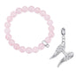 Rose Quartz Gemstone Stretch Bracelet with Charm Created with Zircondia® Crystals