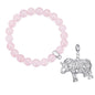 Rose Quartz Gemstone Stretch Bracelet with Charm Created with Zircondia® Crystals