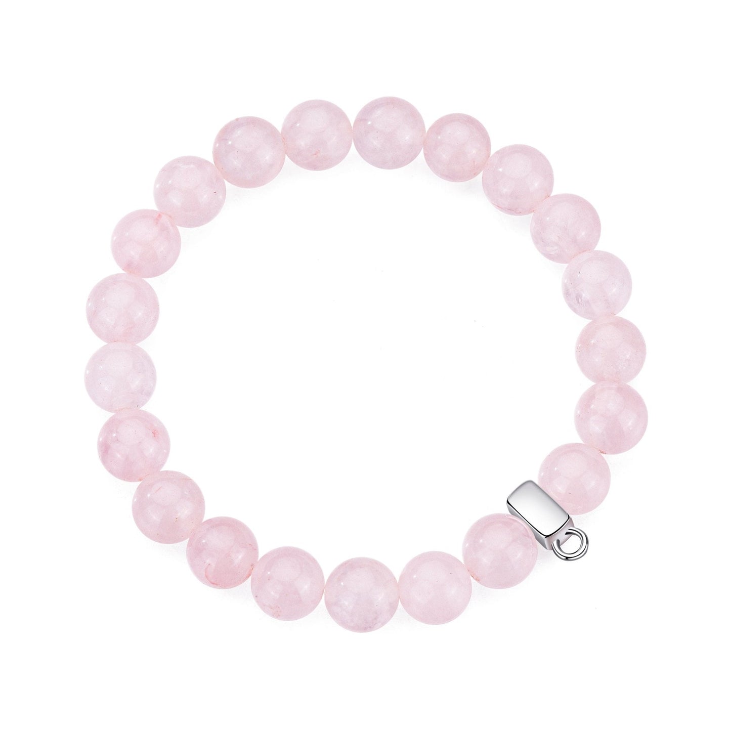 Rose Quartz Gemstone Stretch Bracelet with Charm Created with Zircondia® Crystals