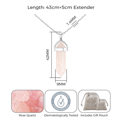 Rose Quartz Genuine Gemstone Necklace