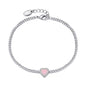 Rose Quartz Heart Gemstone Bracelet Created with Zircondia® Crystals