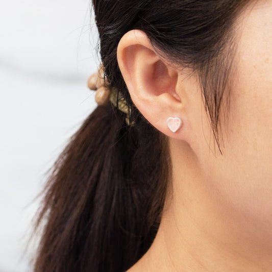 Rose Quartz Heart Stud Earrings