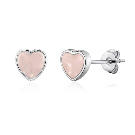 Rose Quartz Heart Stud Earrings with Quote Card