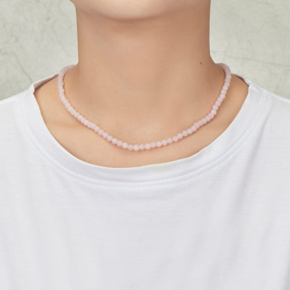Collier en pierres précieuses de quartz rose, mini perles