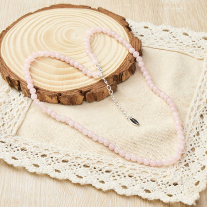 Collier en pierres précieuses de quartz rose, mini perles