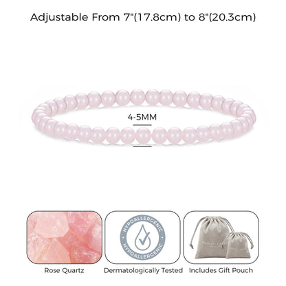 Rose Quartz Mini Beaded Gemstone Stretch Bracelet