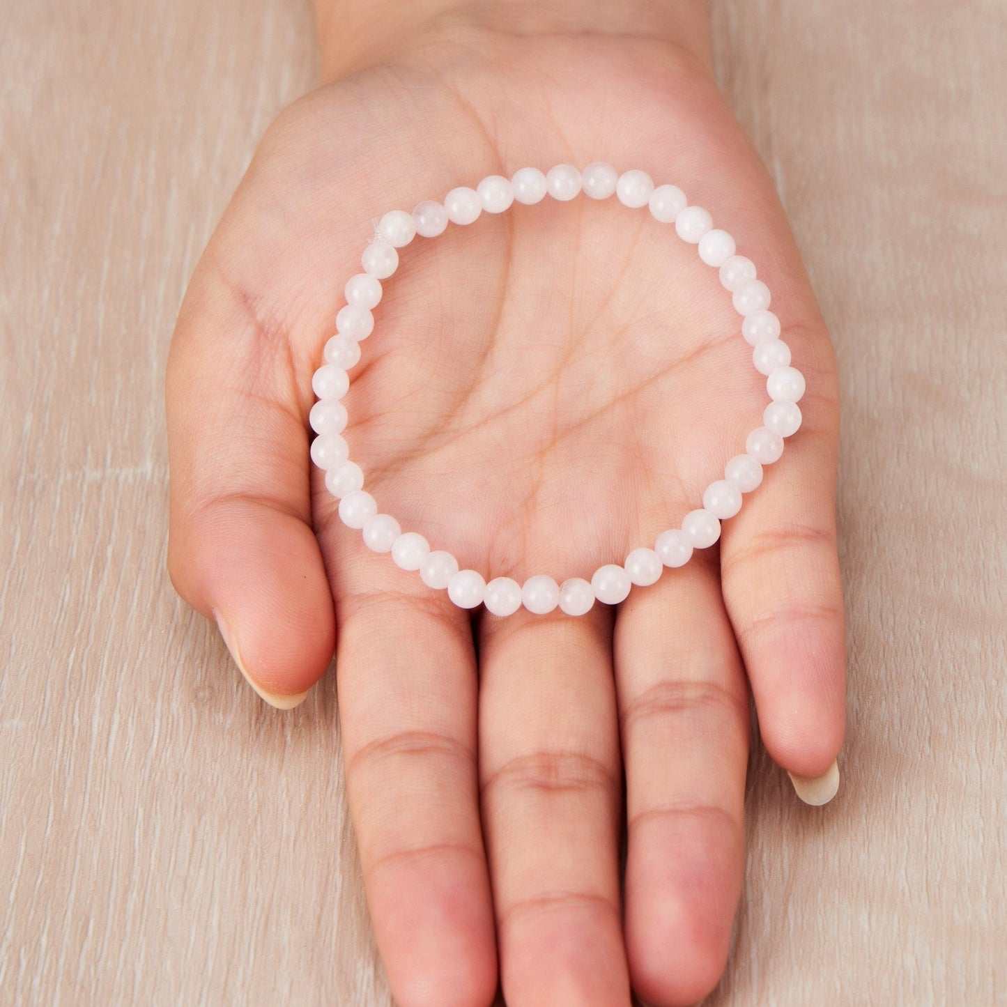 Rose Quartz Mini Beaded Gemstone Stretch Bracelet