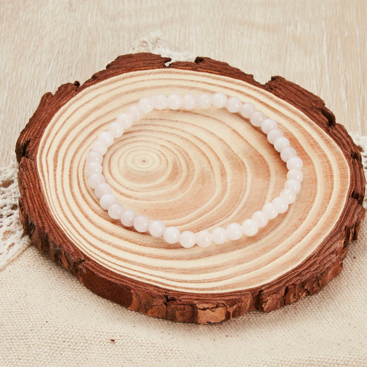 Rose Quartz Mini Beaded Gemstone Stretch Bracelet