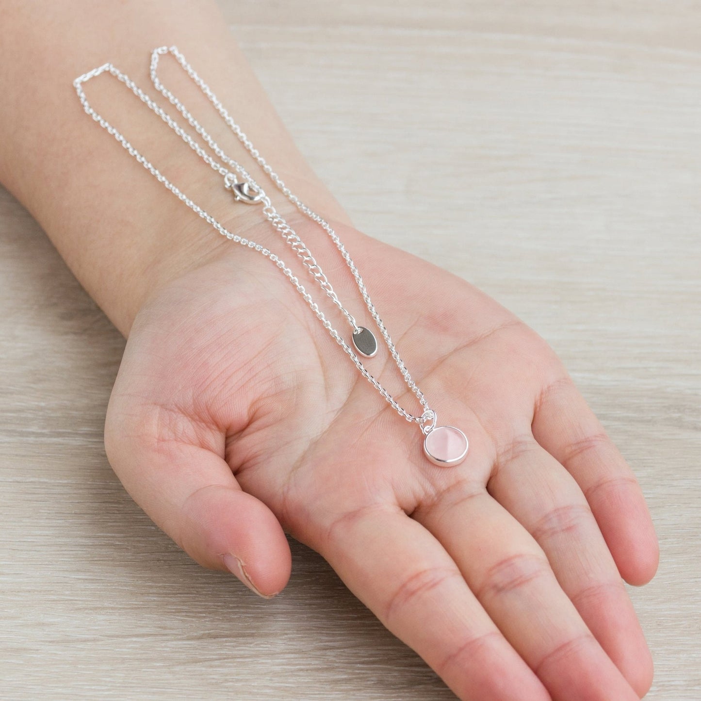 Rose Quartz Necklace with Quote Card