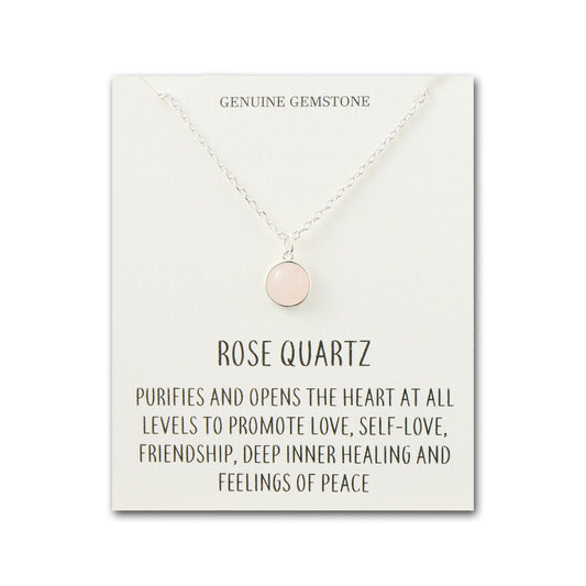 Rose Quartz Necklace with Quote Card