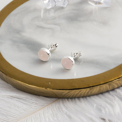 Rose Quartz Stud Earrings