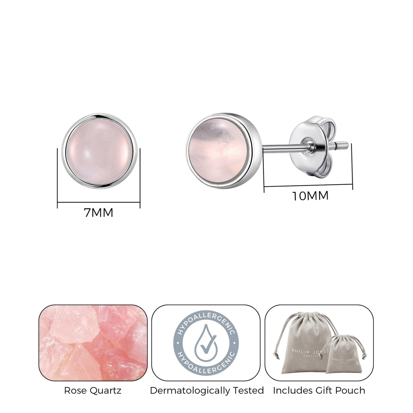 Rose Quartz Stud Earrings