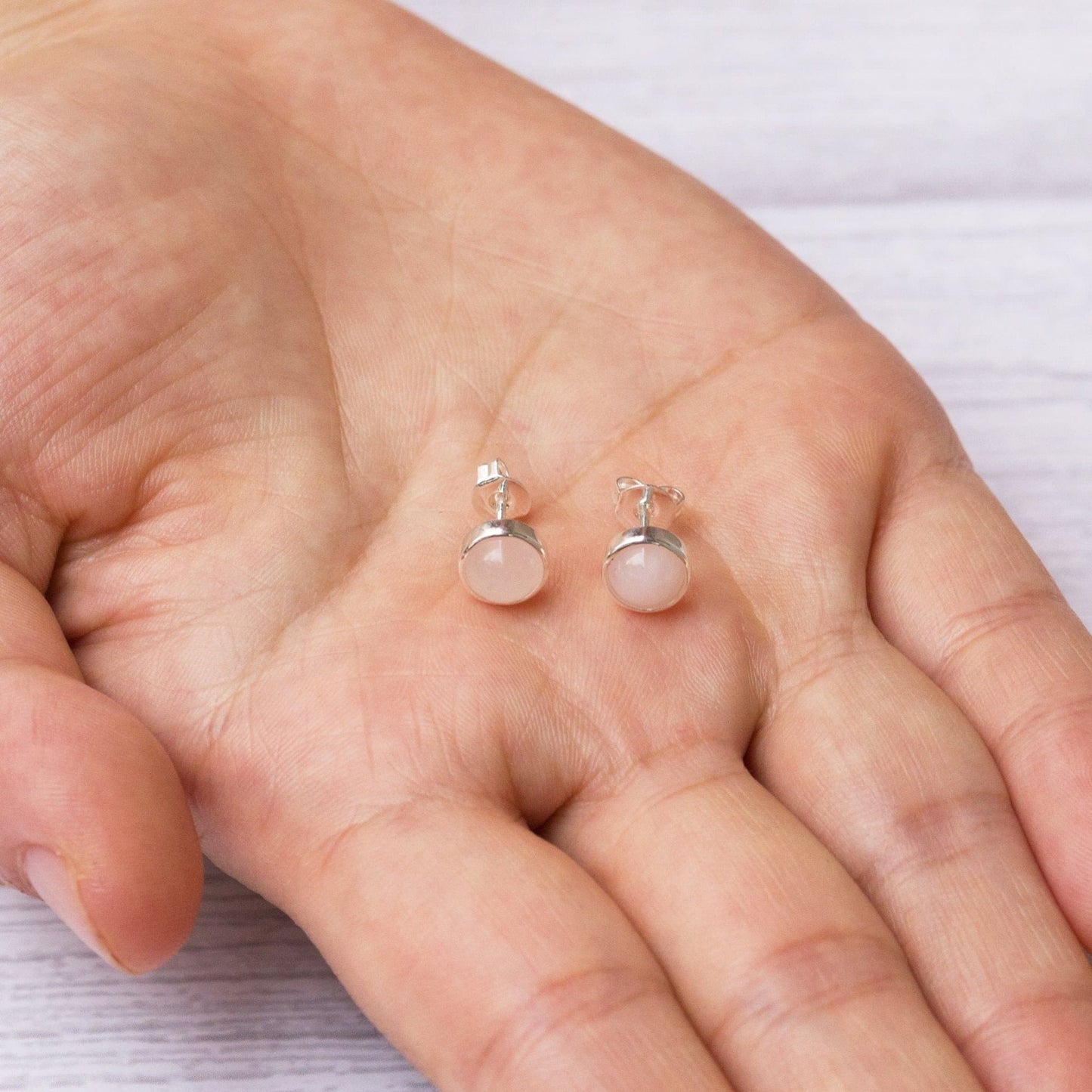 Rose Quartz Stud Earrings