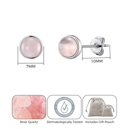 Rose Quartz Stud Earrings with Quote Card