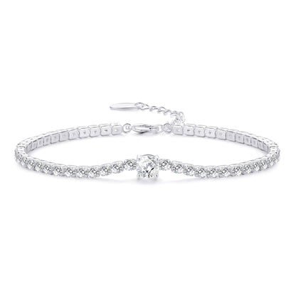 Round Solitaire Tennis Bracelet Created with Zircondia® Crystals