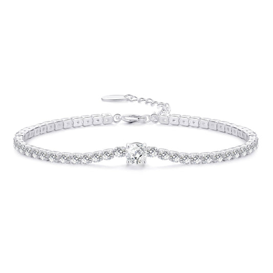 Round Solitaire Tennis Bracelet Created with Zircondia® Crystals
