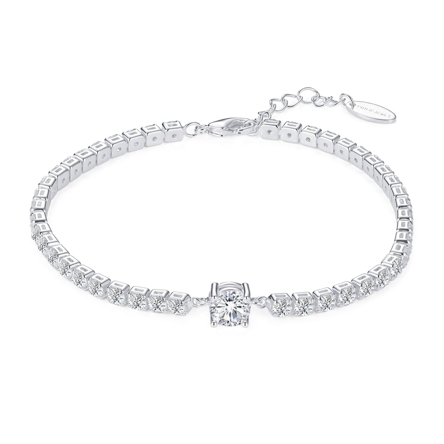 Bracelet de tennis solitaire rond créé avec des cristaux Zircondia®