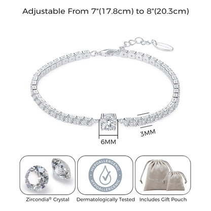Bracelet de tennis solitaire rond créé avec des cristaux Zircondia®