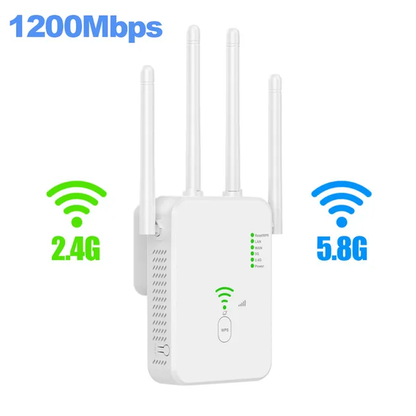 U10 Dual Band Wireless 2.4G/5G WiFi Repeater AC1200M Router Wifi Booster Long Range Extender 1200 Mbps Wi-Fi Signal Repeater with 4 Antennas