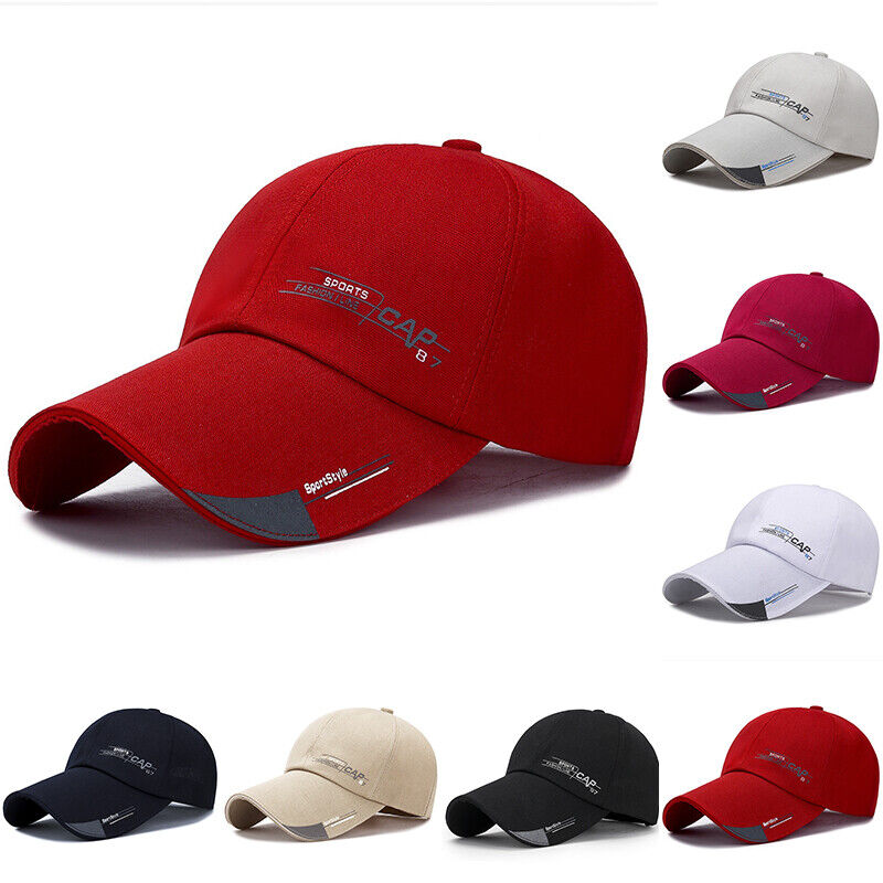 Casquettes de baseball Hommes Femmes Casquette de sport noire Chapeaux d'été décontractés réglables ~
