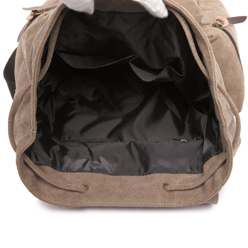 Sac à dos en toile et cuir véritable unisexe, grand sac à dos scolaire, sac à bandoulière
