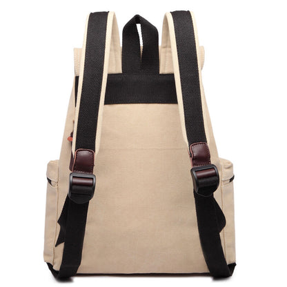 Sac à dos en toile et cuir véritable unisexe, grand sac à dos scolaire, sac à bandoulière