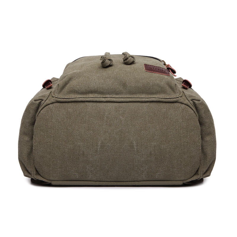 Sac à dos en toile et cuir véritable unisexe, grand sac à dos scolaire, sac à bandoulière