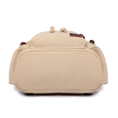 Sac à dos en toile et cuir véritable unisexe, grand sac à dos scolaire, sac à bandoulière