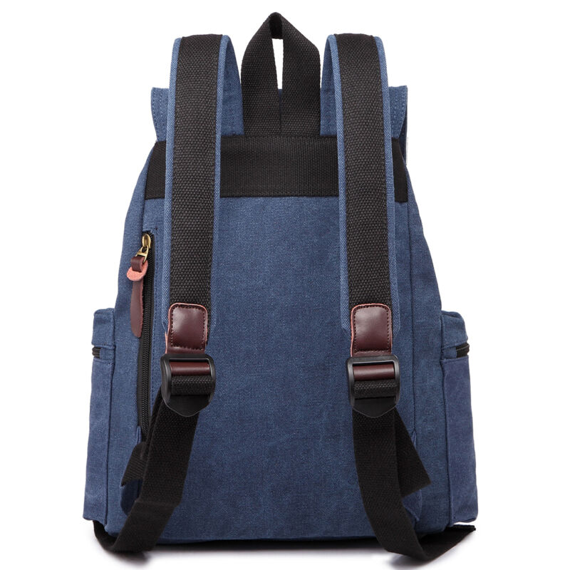 Sac à dos en toile et cuir véritable unisexe, grand sac à dos scolaire, sac à bandoulière