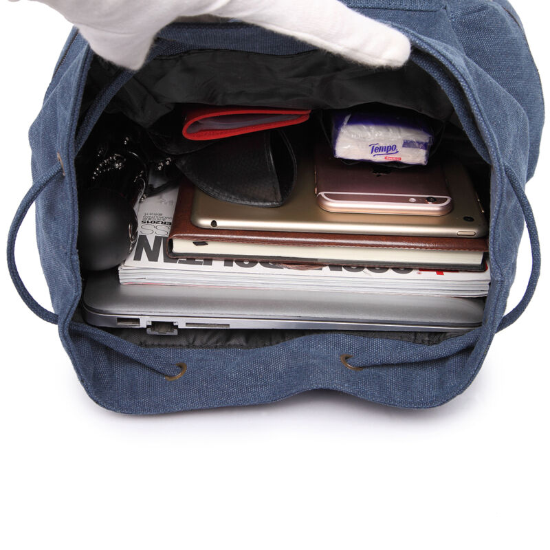 Sac à dos en toile et cuir véritable unisexe, grand sac à dos scolaire, sac à bandoulière