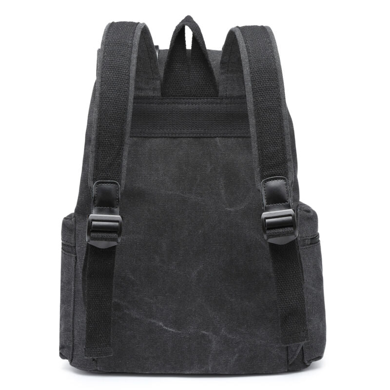 Sac à dos en toile et cuir véritable unisexe, grand sac à dos scolaire, sac à bandoulière