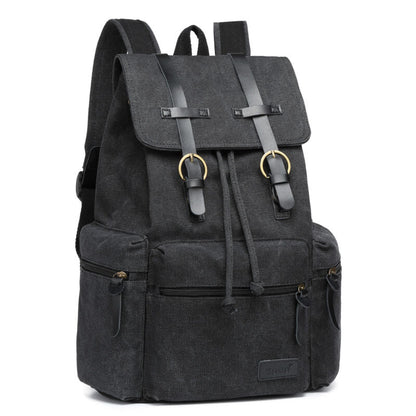 Sac à dos en toile et cuir véritable unisexe, grand sac à dos scolaire, sac à bandoulière