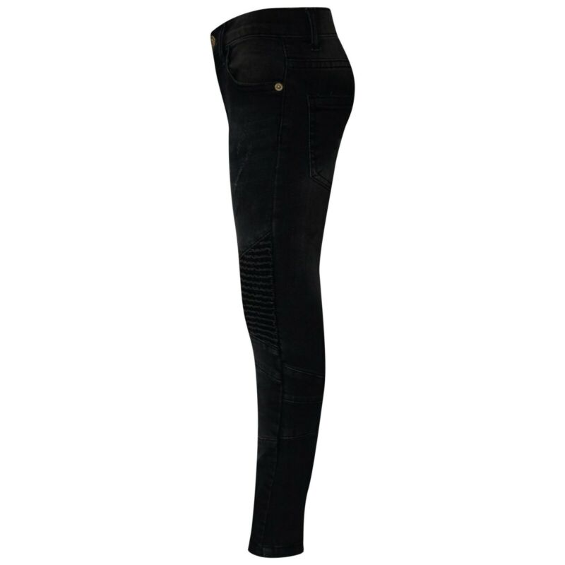 Pantalon en jean déchiré skinny extensible noir de jais pour enfants et garçons