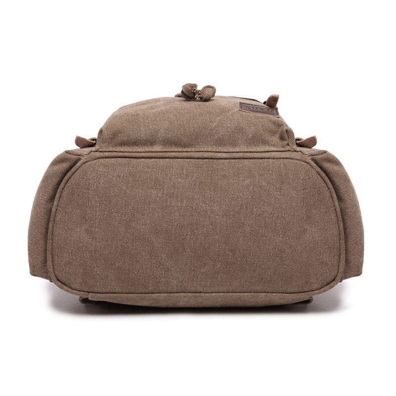 Sac à dos en toile et cuir véritable unisexe, grand sac à dos scolaire, sac à bandoulière
