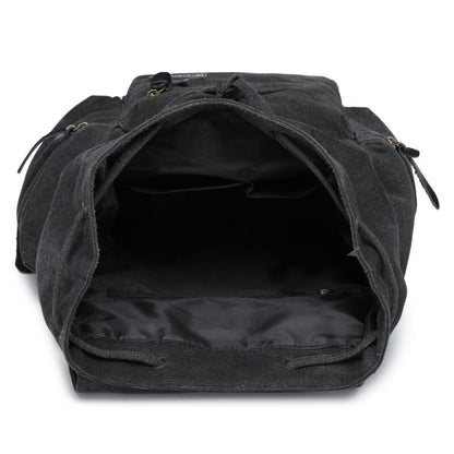 Sac à dos en toile et cuir véritable unisexe, grand sac à dos scolaire, sac à bandoulière
