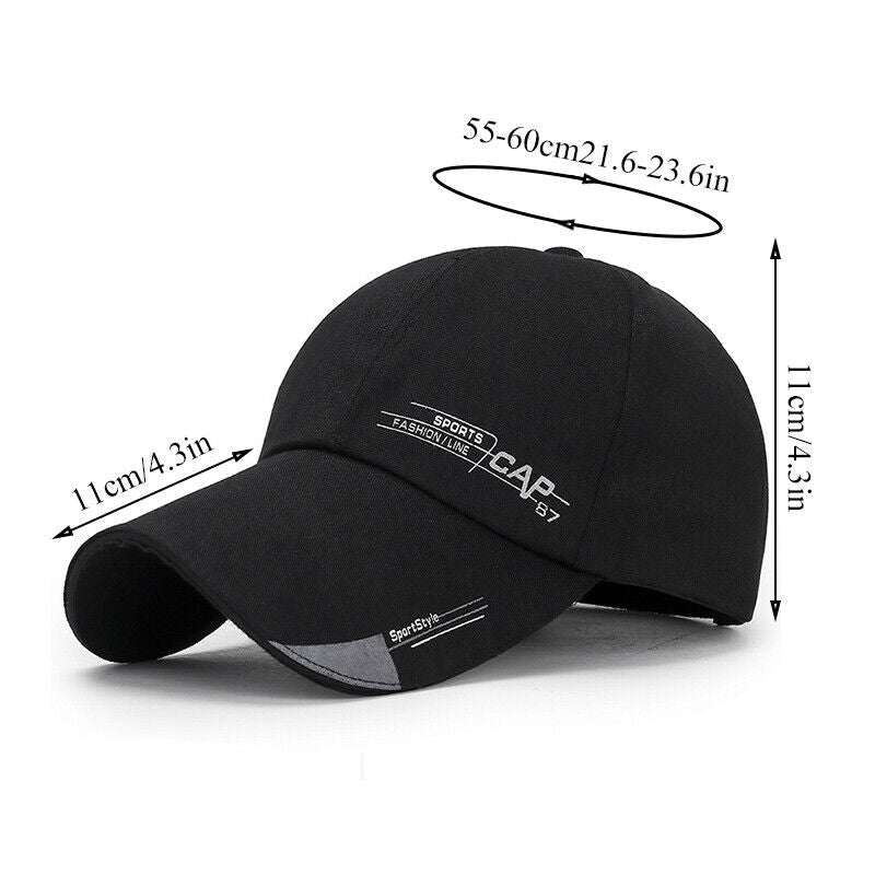 Casquettes de baseball Hommes Femmes Casquette de sport noire Chapeaux d'été décontractés réglables ~