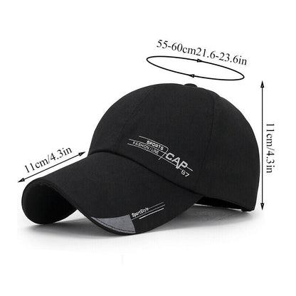 Casquettes de baseball Hommes Femmes Casquette de sport noire Chapeaux d'été décontractés réglables ~