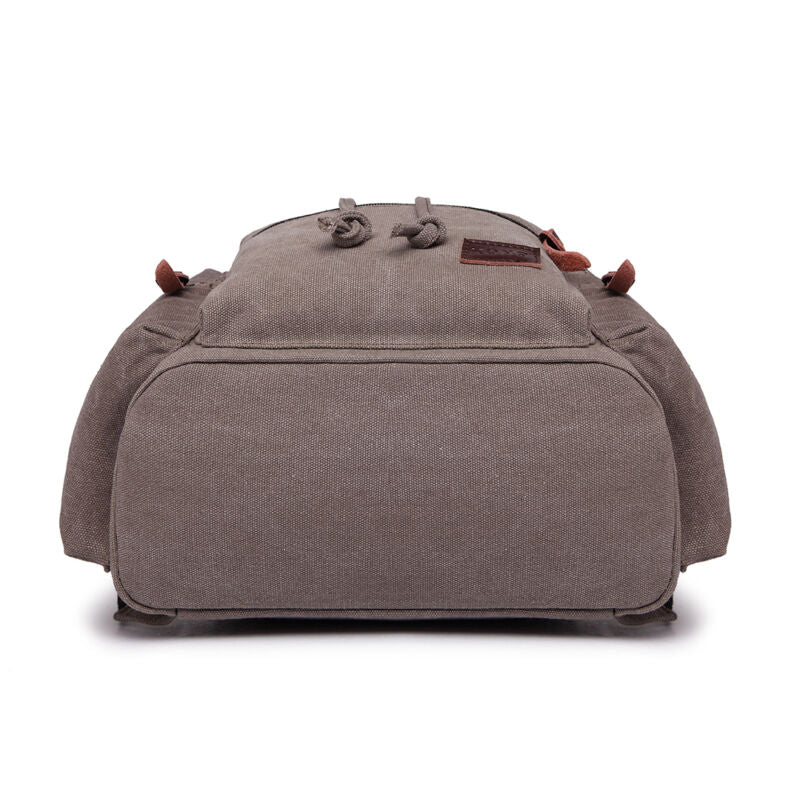 Sac à dos en toile et cuir véritable unisexe, grand sac à dos scolaire, sac à bandoulière