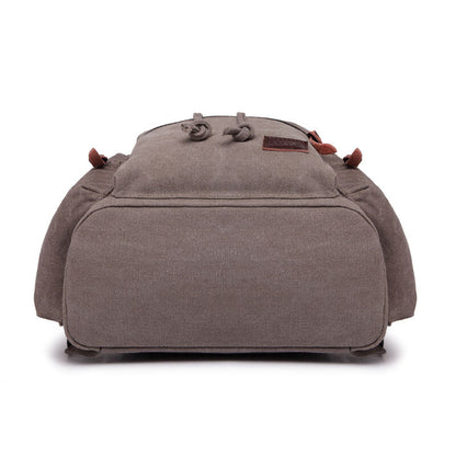 Sac à dos en toile et cuir véritable unisexe, grand sac à dos scolaire, sac à bandoulière