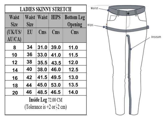 Enzo Jean Skinny Femme Slim Stretch Nouveau Pantalon en Jean Taille UK