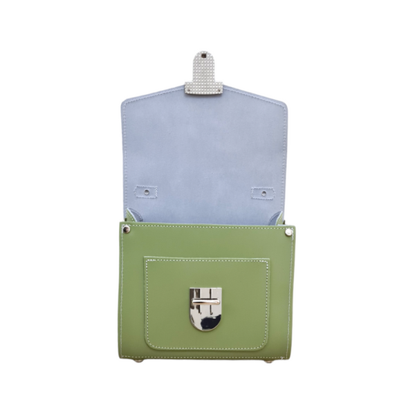 Handmade Leather Sugarcube Handbag - Sage Green
