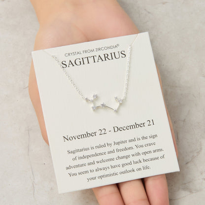 Sagittarius Star Sign Zodiac Constellation Necklace and Quote Card with Zircondia® Crystals